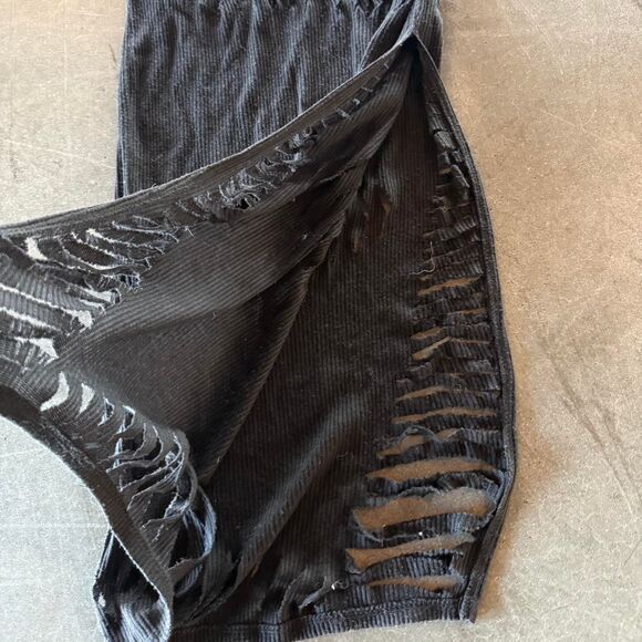 Maxi black shredded bodycon dress - Picture 4 of 4